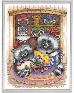 Broderikit Tavla Tvättbjörnar