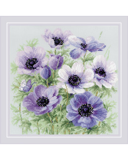 Broderikit Tavla Lila Blomster