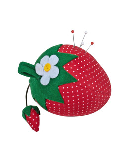 Nålpute Jordbær Strikking, pynt, garn og strikkeoppskrifter
