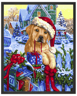 Paint By Numbers Hundenes jul Strikking, pynt, garn og strikkeoppskrifter