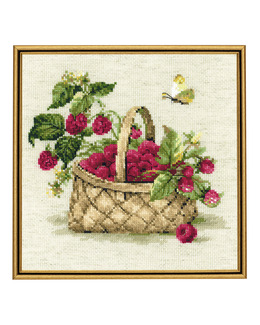 Broderikit Tavla Korg med hallon