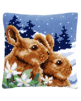 Broderikit Kudde Mys i vinternatten