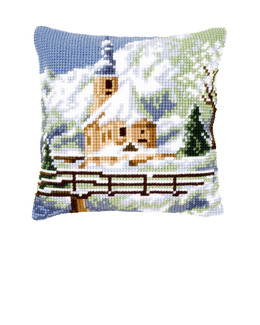 Broderikit Kudde Kyrka i snön