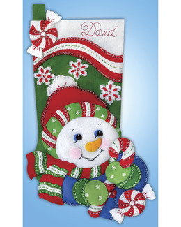 Filtbroderi Julstrumpa Snögubben