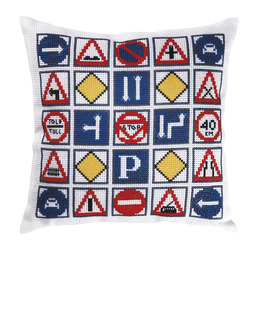 Broderikit Kudde Vägskyltar