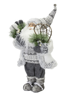 Julenisse med sekk hvit/grå Strikking, pynt, garn og strikkeoppskrifter