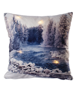 Kuddfodral med julmotiv och LED ljus Vinterlandskap 1-Pack