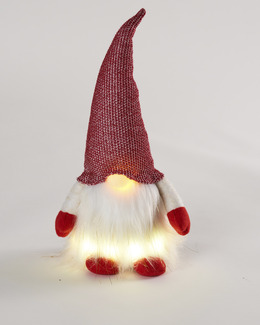 Juledekorasjon Tekstilnissen Claus med LED lys Strikking, pynt, garn og strikkeoppskrifter