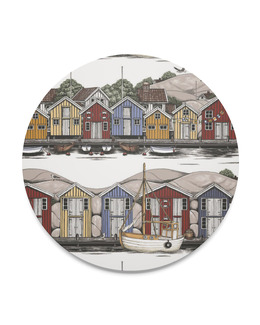 Grytunderlägg av MDF med tryckt motiv Bryggviken