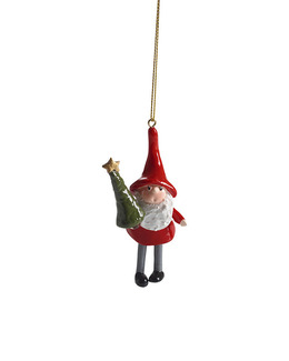 Hängande juldekoration Nisse med gran 1-pack