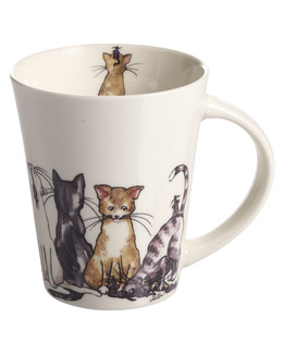 Porslinsmugg med handritat motiv Katt 1-pack