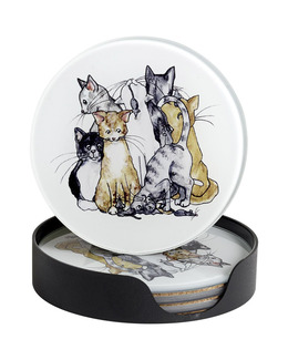Glasunderlägg Katt 4-pack