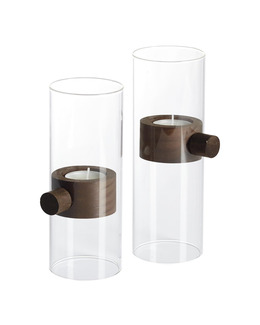 Ljuslykta Elvin glas/trä 2-pack