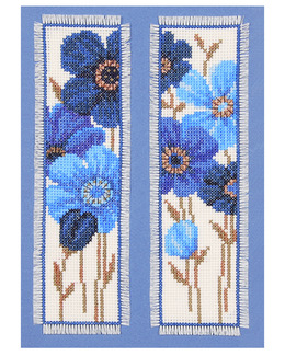 Broderikit Bokmärke Blåa blomster 2-pack